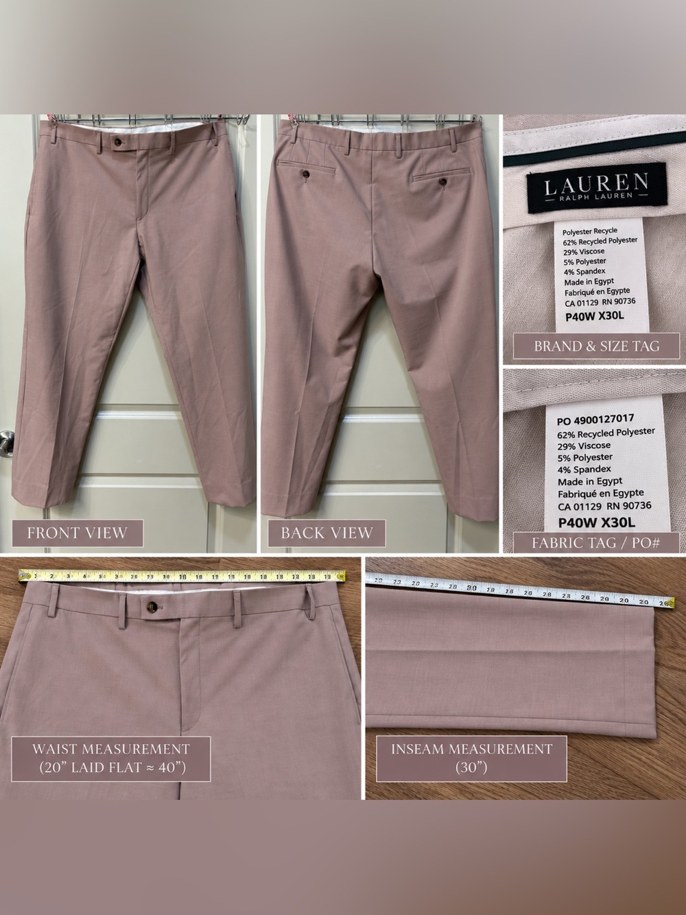 Lauren Ralph Lauren Dusty Rose Men’s Dress Pants